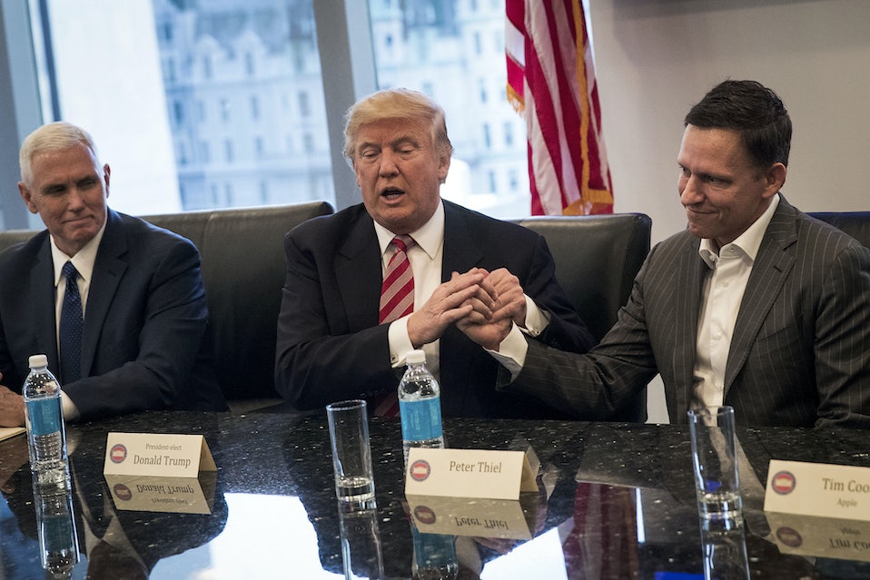 Thiel, 55, has a net worth of $2.7 billion, has supported Donald Trump, and is now part of his team. Thiel, 55, has a net worth of $2.7 billion, has supported Donald Trump, and is now part of his team.